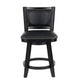 Kera Swivel Counter Height Stool Chair Black Wood Nailhead Faux Leather By Casagear Home BM316533