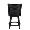 Kera Swivel Counter Height Stool Chair, Black Wood, Nailhead Faux Leather By Casagear Home