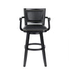 Kera 36 Inch Extra Tall Swivel Barstool Chair Black Faux Leather Nailhead By Casagear Home BM316534