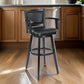 Kera 36 Inch Extra Tall Swivel Barstool Chair, Black Faux Leather, Nailhead By Casagear Home