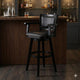 Kera 36 Inch Extra Tall Swivel Barstool Chair, Black Faux Leather, Nailhead By Casagear Home