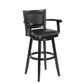 Kera 36 Inch Extra Tall Swivel Barstool Chair, Black Faux Leather, Nailhead By Casagear Home