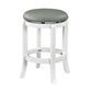 Ovi 25 Inch Backless Swivel Counter Stool, Gray Faux Leather, Nailhead Trim By Casagear Home