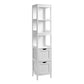 56 Inch Floor Cabinet Bookcase with Shelves, 2 Drawers, Modern White Finish By Casagear Home