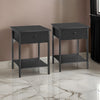 22 Inch Side End Table Nightstand Set of 2, Drawer, Modern Ebony Black By Casagear Home