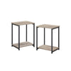 20 Inch Side End Table Set of 2 Square Bottom Shelf Black Metal Gray By Casagear Home BM316544