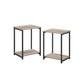 20 Inch Side End Table Set of 2, Square, Bottom Shelf, Black Metal, Gray By Casagear Home