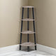 49 Inch Corner Ladder Shelves, 4 Tiers, Black Metal Frame, Greige Finish By Casagear Home