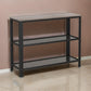 40 Inch Console Sofa Table, 2 Lattice Shelves, Black Metal Frame, Gray By Casagear Home