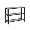 40 Inch Console Sofa Table 2 Lattice Shelves Black Metal Frame Gray By Casagear Home BM316548