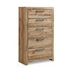 Ashley Oma 54" Tall Dresser, 5 Drawers, Natural Brown Finish