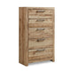 Ashley Oma 54" Tall Dresser, 5 Drawers, Natural Brown Finish