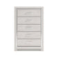 51 Inch Tall Dresser Chest 5 Drawers Wood with Pearlized Finish White By Casagear Home BM316571