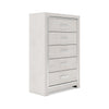 51 Inch Tall Dresser Chest 5 Drawers Wood with Pearlized Finish White By Casagear Home BM316571