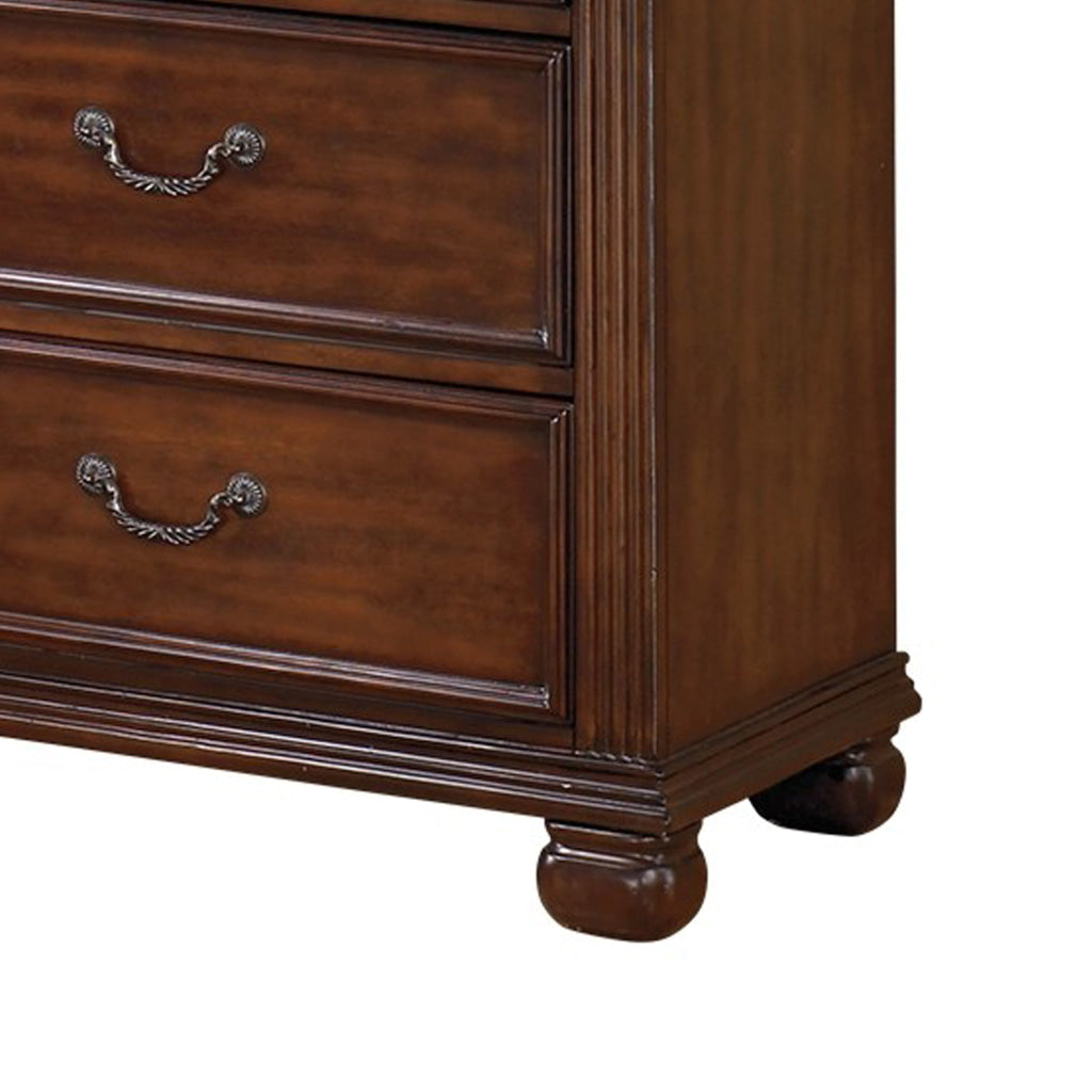 Ava 59 Inch Wide Dresser Chest 7 Drawers Antique Brass Handles Brown By Casagear Home BM316572