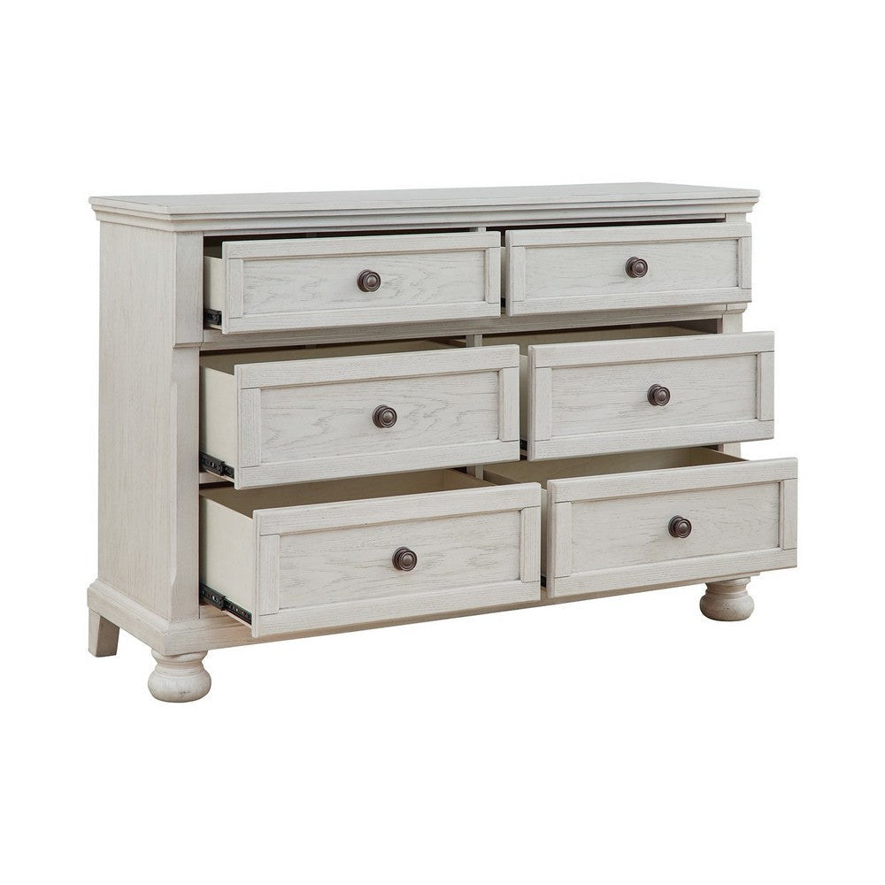 Ashley Lea 54’’ Wide Dresser Chest 6 Drawers Bun Feet White BM316577