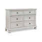 Lea 54 Inch Wide Dresser Chest, 6 Gliding Drawers, Wooden Bun Feet, White By Casagear Home