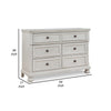 Lea 54 Inch Wide Dresser Chest 6 Gliding Drawers Wooden Bun Feet White By Casagear Home BM316577