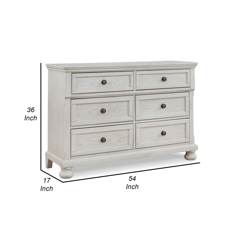 Ashley Lea 54’’ Wide Dresser Chest 6 Drawers Bun Feet White BM316577