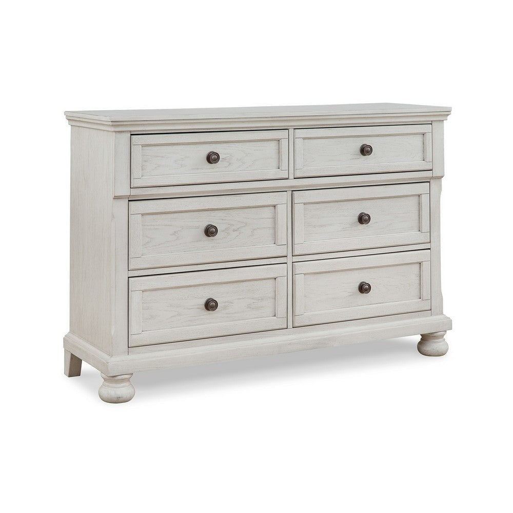 Ashley Lea 54’’ Wide Dresser Chest 6 Drawers Bun Feet White BM316577