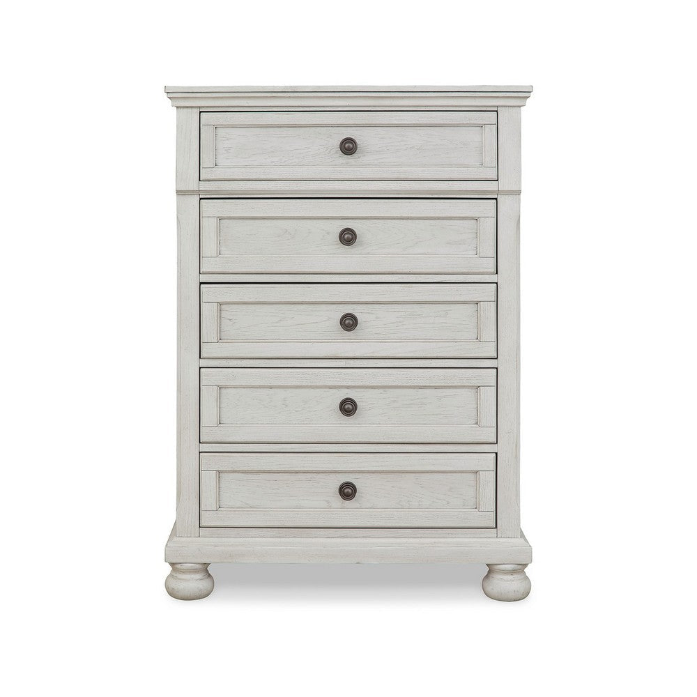 Ashley Lea 48’’ Tall Dresser Chest 5 Drawers Bun Feet White BM316579