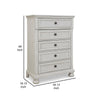 Ashley Lea 48’’ Tall Dresser Chest 5 Drawers Bun Feet White BM316579