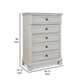 Lea 48 Inch Tall Dresser Chest 5 Gliding Drawers Wooden Bun Feet White By Casagear Home BM316579