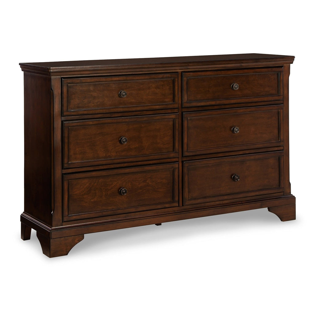 Ada 64 Inch Wide Dresser Chest 6 Gliding Drawers Dark Brown Exterior By Casagear Home BM316582