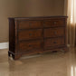 Ada 64 Inch Wide Dresser Chest, 6 Gliding Drawers, Dark Brown Exterior By Casagear Home