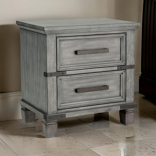 Zac 57 Inch Nightstand, 6 Drawers, Contemporary Metal Accents, Light Gray  By Casagear Home