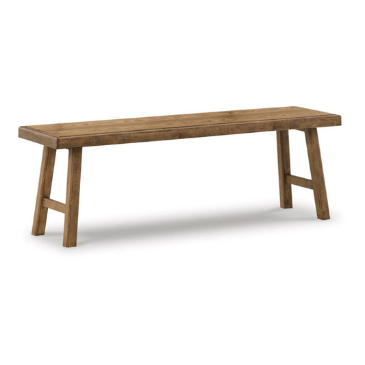 Ira 52 Inch Accent Bench, Sleek Angled Legs, Natural Light Brown Finish By Casagear Home