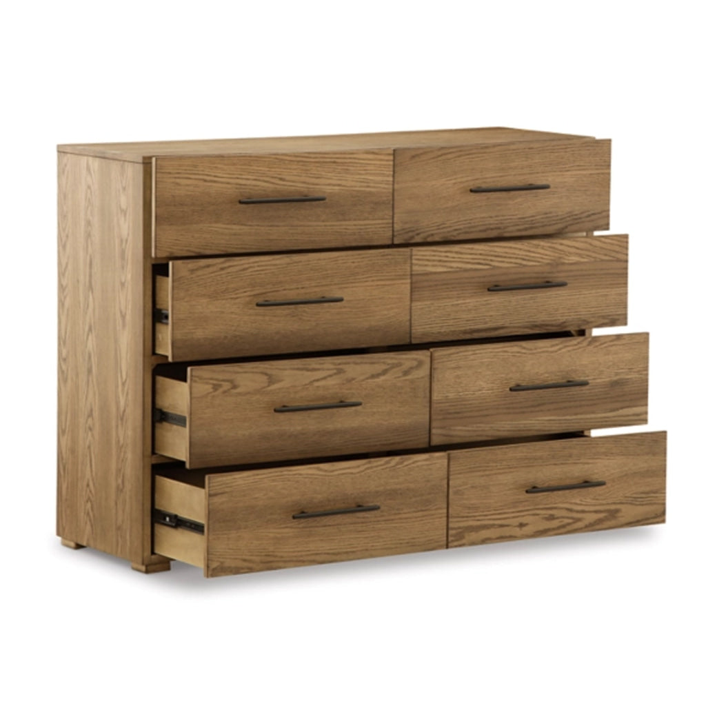 Ira 55 Inch Wide Dresser Chest Wooden Frame 8 Gliding Drawers Brown By Casagear Home BM316592