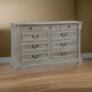 Paul 65 Inch Wide Dresser Chest 9 Gliding Drawers Wire Texturing Gray By Casagear Home BM316595