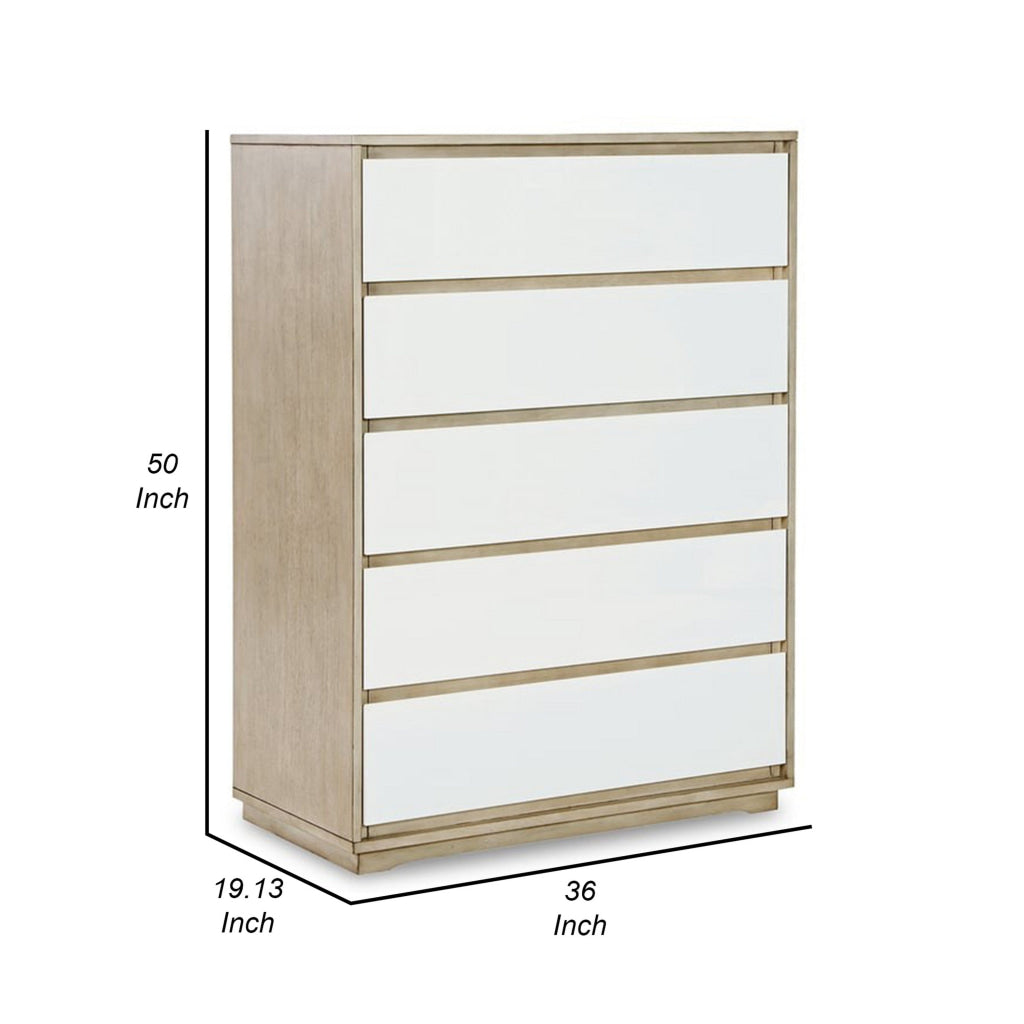 Ike 50 Inch Tall Dresser Chest Acrylic Fronts 5 Gliding Drawers White By Casagear Home BM316599