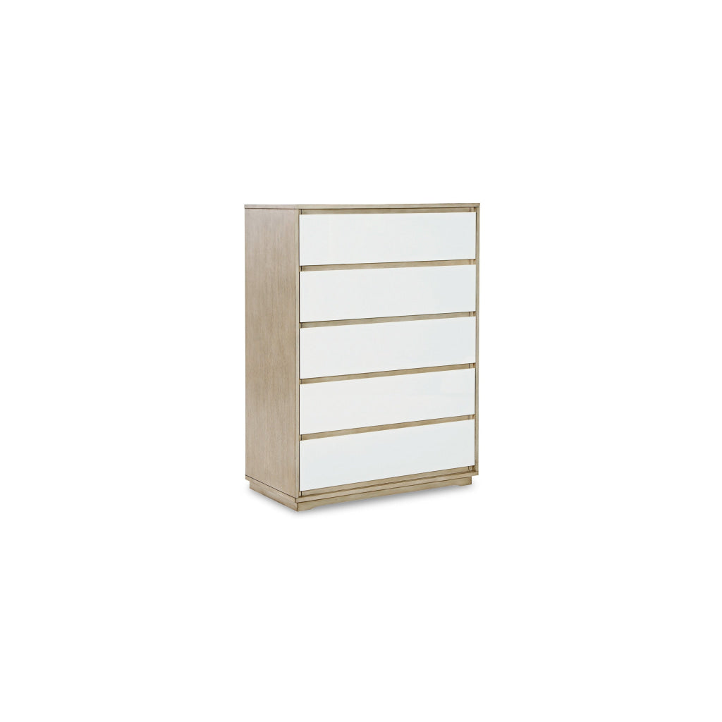 Ike 50 Inch Tall Dresser Chest Acrylic Fronts 5 Gliding Drawers White By Casagear Home BM316599