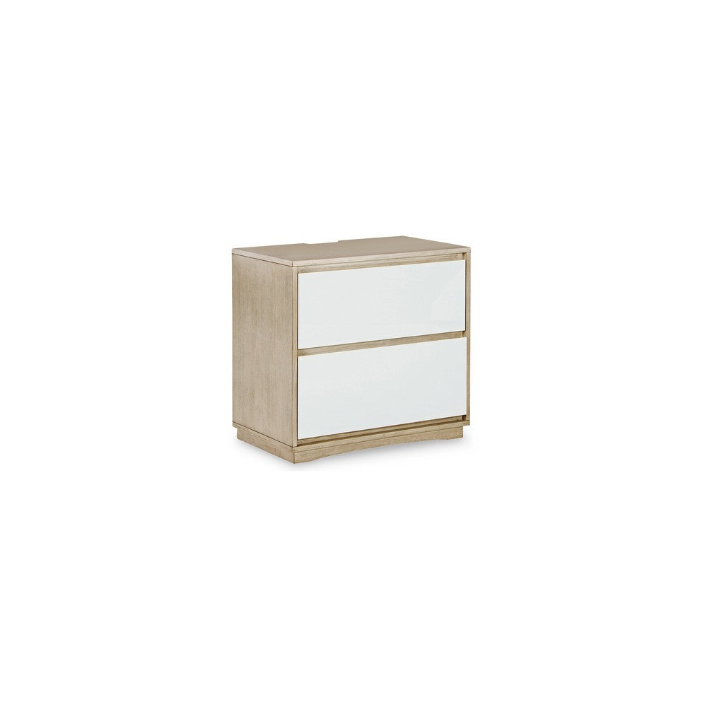 Ike 28 Inch Bedside Nightstand, Acrylic Fronts, 5 Gliding Drawers, White By Casagear Home