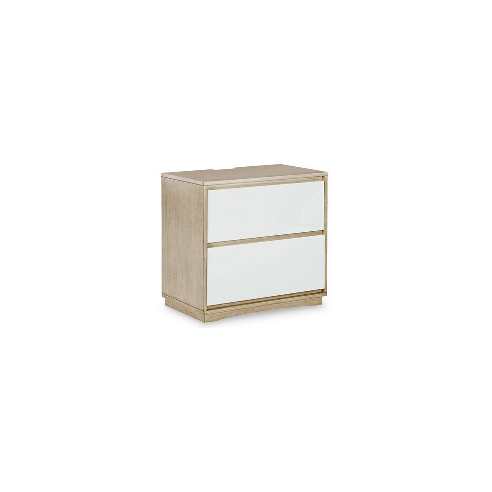 Ike 28 Inch Bedside Nightstand Acrylic Fronts 5 Gliding Drawers White By Casagear Home BM316600