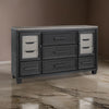 Kye 71 Inch Wide Dresser Chest, 7 Gliding Drawers, 2 Cabinets, Black Finish By Casagear Home