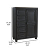 Kye 61 Inch Tall Dresser Chest 5 Gliding Drawers 2 Cabinets Black Finish By Casagear Home BM316609