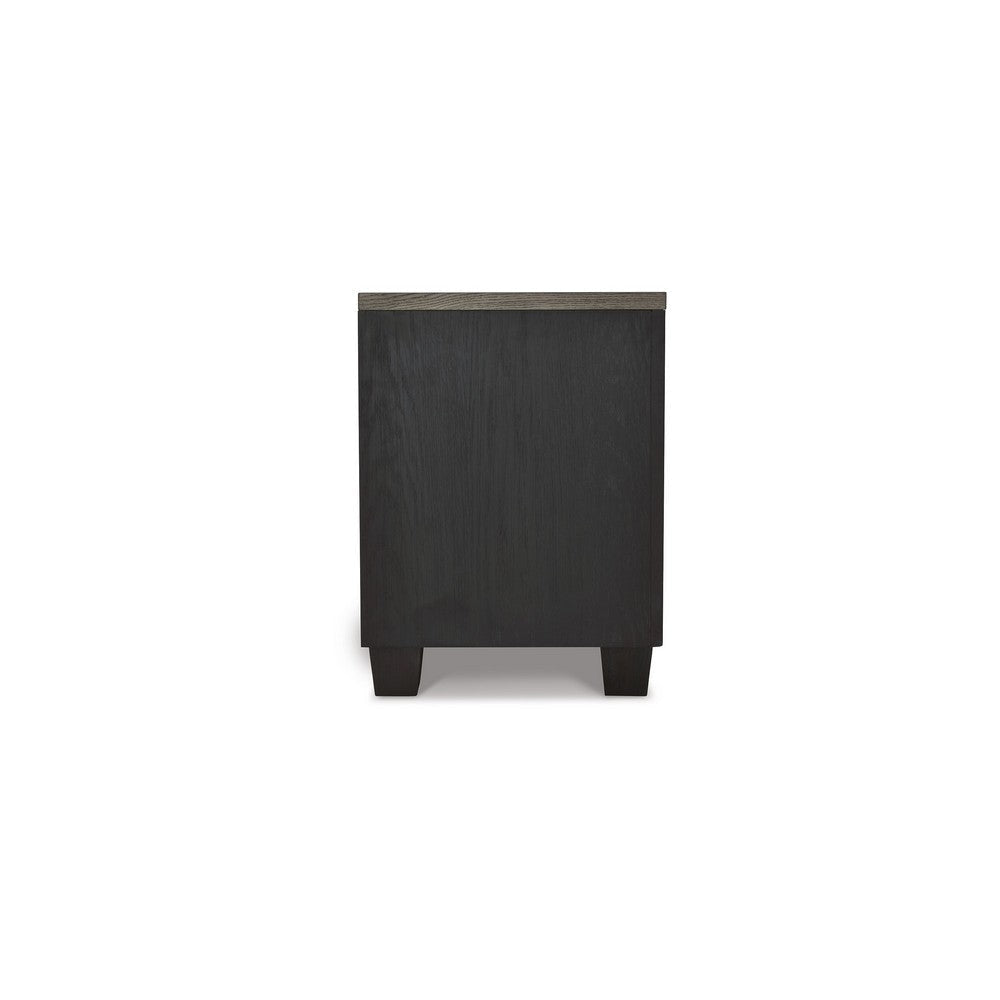 Kye 27 Inch Bedside Nightstand 2 Gliding Drawers Smooth Black Finish By Casagear Home BM316610