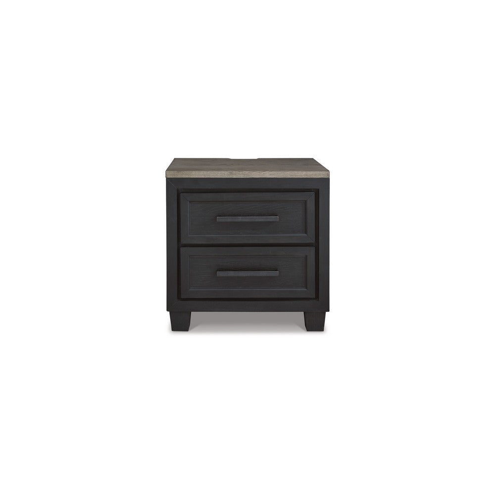 Kye 27 Inch Bedside Nightstand 2 Gliding Drawers Smooth Black Finish By Casagear Home BM316610