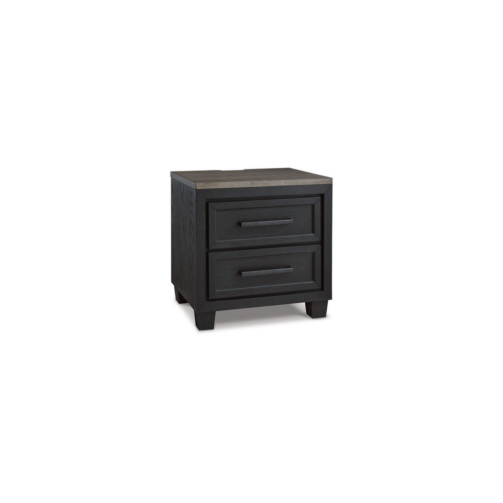 Kye 27 Inch Bedside Nightstand 2 Gliding Drawers Smooth Black Finish By Casagear Home BM316610