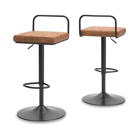 Mya 22-30 Inch Swivel Barstool Chair, Adjustable Height, Set of 2, Brown By Casagear Home
