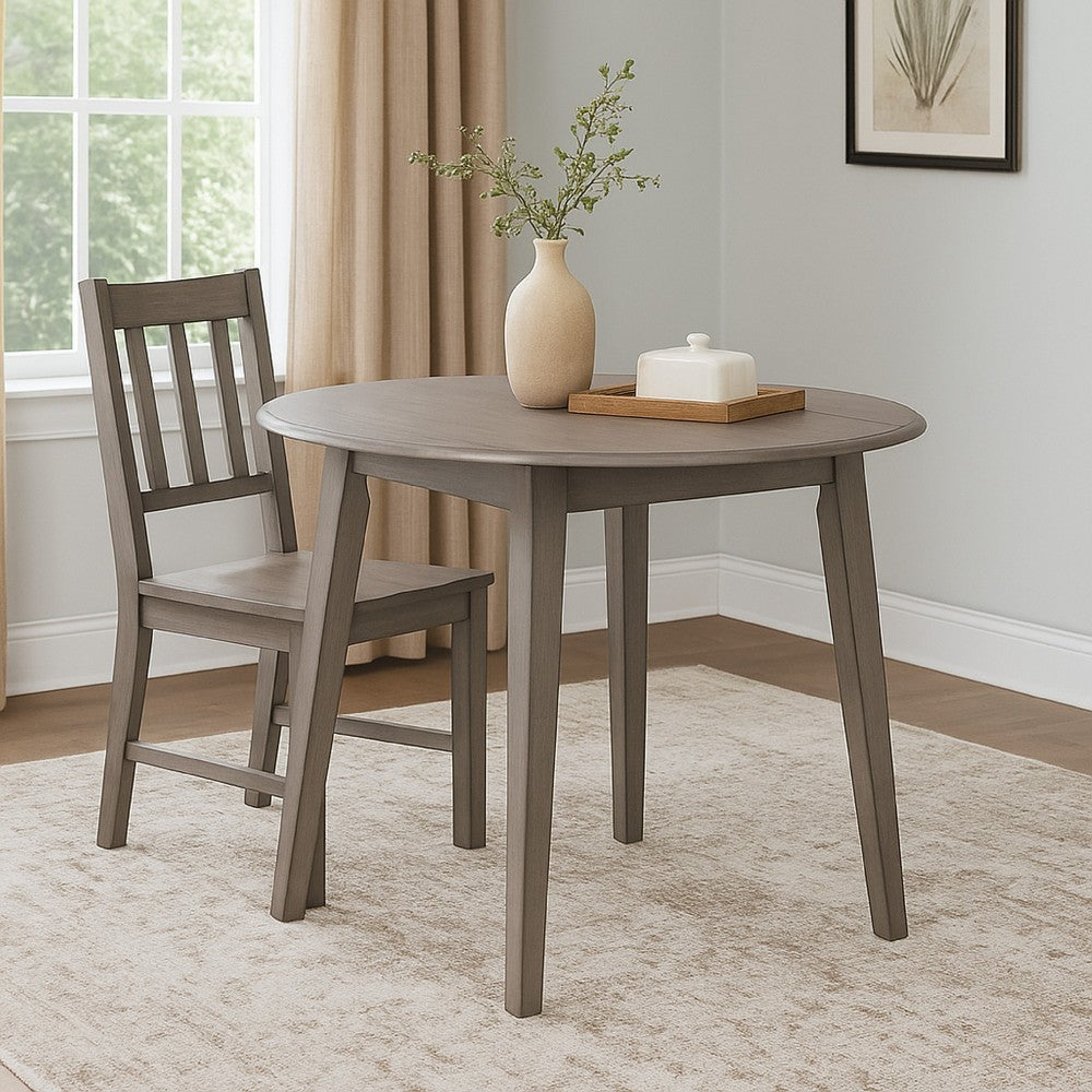 Ashley Ora 43" Dining Table, Round Surface, Dual Drop Leaves, Gray