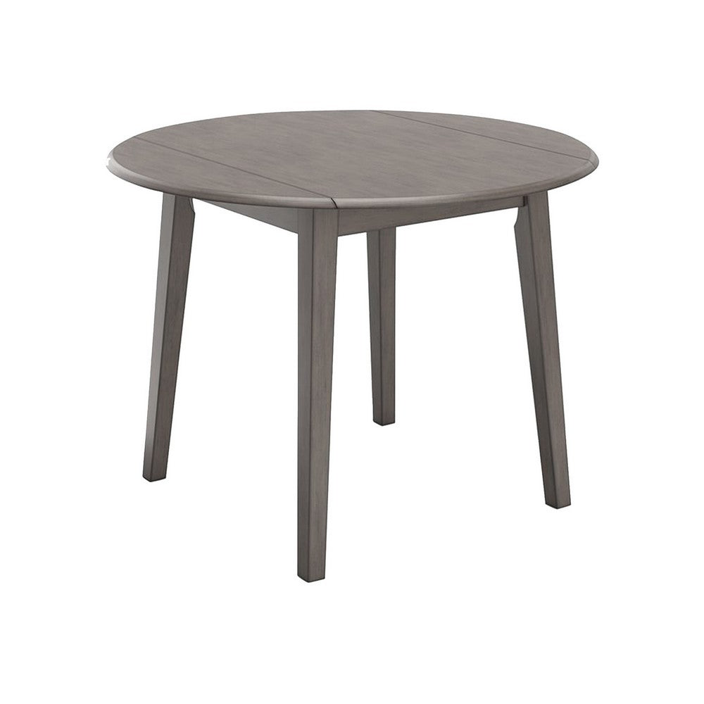 Ora 43 Inch Dining Table, Round Surface, Dual Drop Leaves, Smooth Gray By Casagear Home