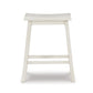 24 Inch Counter Height Stool Set of 2 Saddle Seats White Finished Wood By Casagear Home BM316616