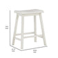 24 Inch Counter Height Stool Set of 2 Saddle Seats White Finished Wood By Casagear Home BM316616