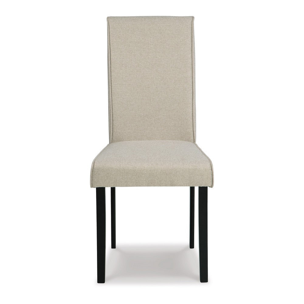 Pim 19 Inch Dining Side Chair, Set of 2, Upholstered, High Backrest, Beige By Casagear Home