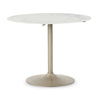 40 Inch Dining Table, Marble Print Surface, Crisp White and Gold Finish By Casagear Home