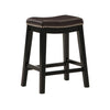 Gia 25 Inch Counter Height Stool, Set of 2, Faux Leather Upholstery, Brown  By Casagear Home